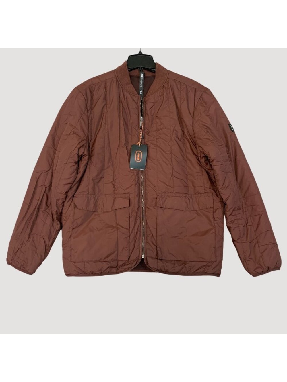 NWT Bass Outdoor Reversible Men's L Jacket Brown/Maroon Lightweight Quilted